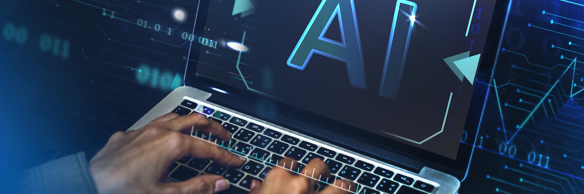 Closeup of hands working on computer keyboard