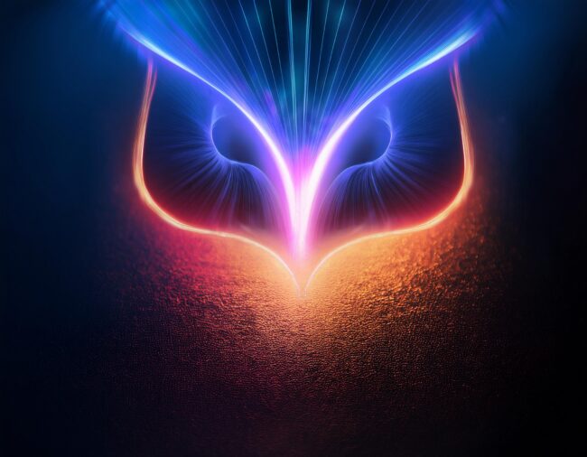 sterk merk visuele representatie van een sterk merk felle lijnen van uil met donkere achtergrond